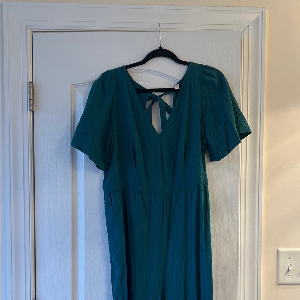 Elegant Teal backless tie LOFT jumpsuit